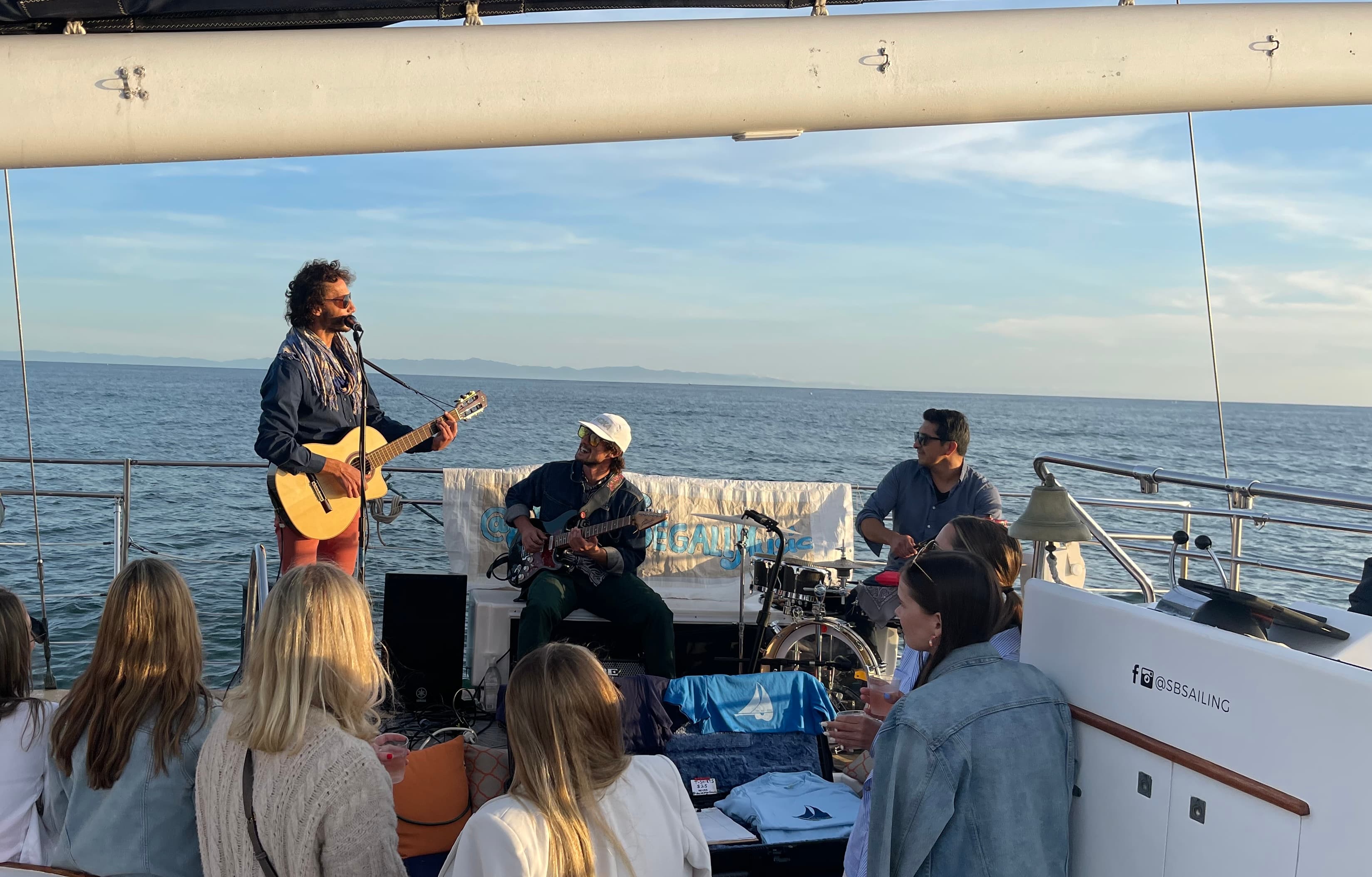 A band performing for guests aboard a yacht off Santa Barbara